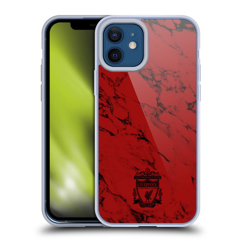 Liverpool Football Club Crest & Liverbird Patterns 1 Red Marble Soft Gel Case for Apple iPhone 12 / iPhone 12 Pro & MagSafe