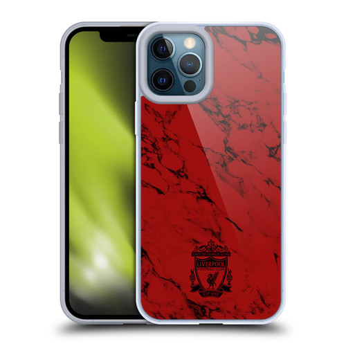 Liverpool Football Club Crest & Liverbird Patterns 1 Red Marble Soft Gel Case for Apple iPhone 12 Pro Max & MagSafe