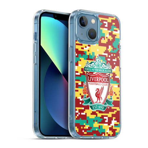 Liverpool Football Club Crest & Liverbird Patterns 1 Digital Camouflage Soft Gel Case for Apple iPhone 13 Mini & MagSafe