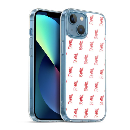 Liverpool Football Club Crest & Liverbird Patterns 1 White Soft Gel Case for Apple iPhone 13 Mini & MagSafe
