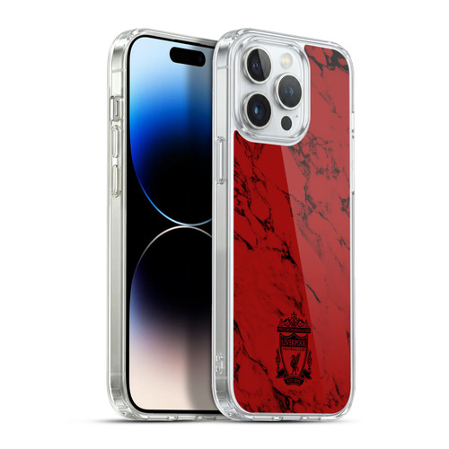 Liverpool Football Club Crest & Liverbird Patterns 1 Red Marble Soft Gel Case for Apple iPhone 13 Pro Max & MagSafe