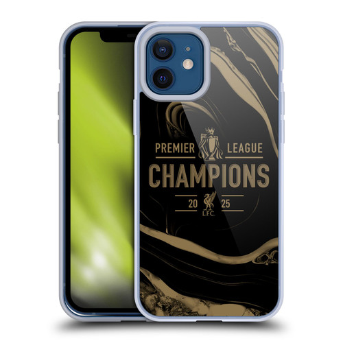 Liverpool Football Club 2025 Premier League Champions Black Marble Soft Gel Case for Apple iPhone 12 / iPhone 12 Pro & MagSafe