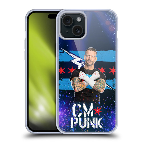 WWE CM Punk Portrait Soft Gel Case for Apple iPhone 15 Plus & MagSafe