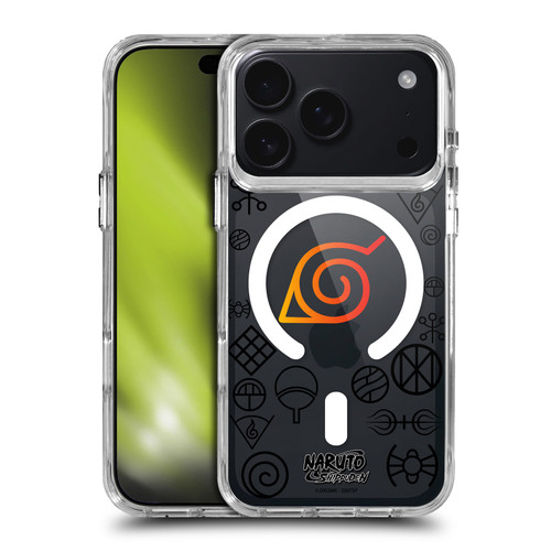 Naruto Shippuden Characters & Icons Konoha Pattern SHOCKPROOF BUMPER CASE COMPATIBLE WITH Apple iPhone 17 Pro & MAGSAFE