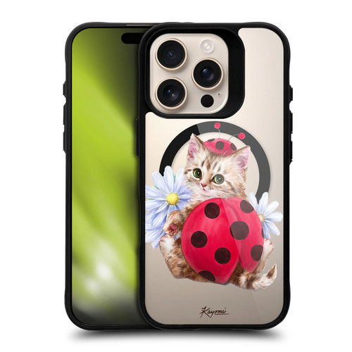 Kayomi Harai Animals Ladybug Cat BLACK SHOCKPROOF BUMPER CASE COMPATIBLE WITH Apple iPhone 16 Pro & MAGSAFE
