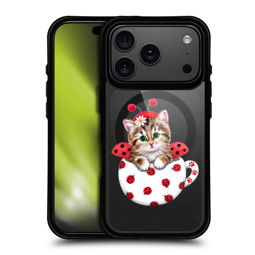 Kayomi Harai Animals Cup Kitty Ladybug BLACK SHOCKPROOF BUMPER CASE COMPATIBLE WITH Apple iPhone 17 Pro & MAGSAFE