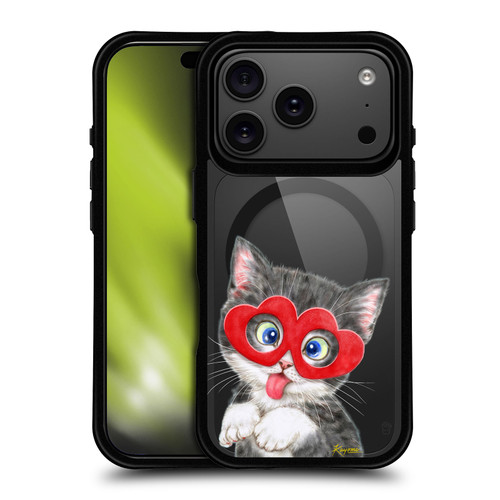 Kayomi Harai Animals Silly Kitten BLACK SHOCKPROOF BUMPER CASE COMPATIBLE WITH Apple iPhone 17 Pro & MAGSAFE