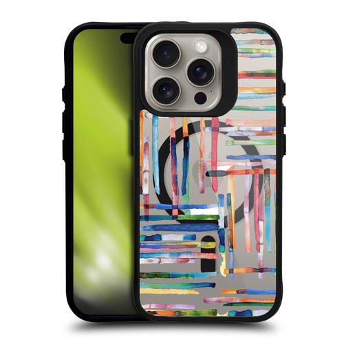 Ninola 2025-26 Collection Modern Scandi Stripes BLACK SHOCKPROOF BUMPER CASE COMPATIBLE WITH Apple iPhone 15 Pro & MAGSAFE