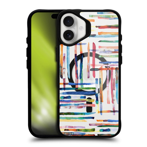 Ninola 2025-26 Collection Modern Scandi Stripes BLACK SHOCKPROOF BUMPER CASE COMPATIBLE WITH Apple iPhone 16 Plus & MAGSAFE