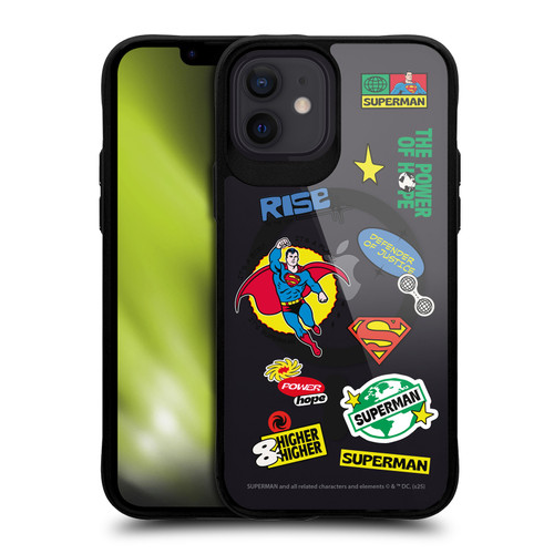 Superman DC Comics Logos and Comics Icons BLACK SHOCKPROOF BUMPER CASE COMPATIBLE WITH Apple iPhone 12 / iPhone 12 Pro & MAGSAFE