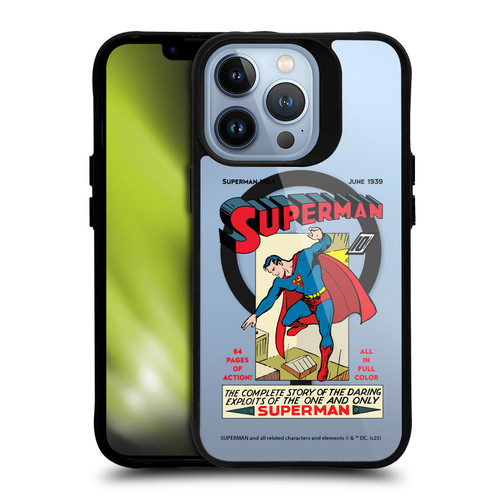 Superman DC Comics Logos and Comics Famous BLACK SHOCKPROOF BUMPER CASE COMPATIBLE WITH Apple iPhone 13 Pro & MAGSAFE