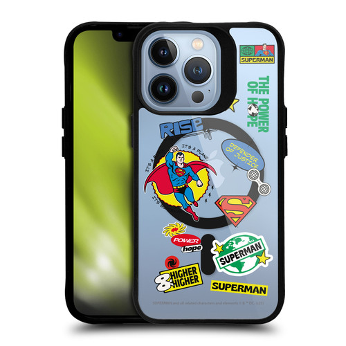 Superman DC Comics Logos and Comics Icons BLACK SHOCKPROOF BUMPER CASE COMPATIBLE WITH Apple iPhone 13 Pro & MAGSAFE