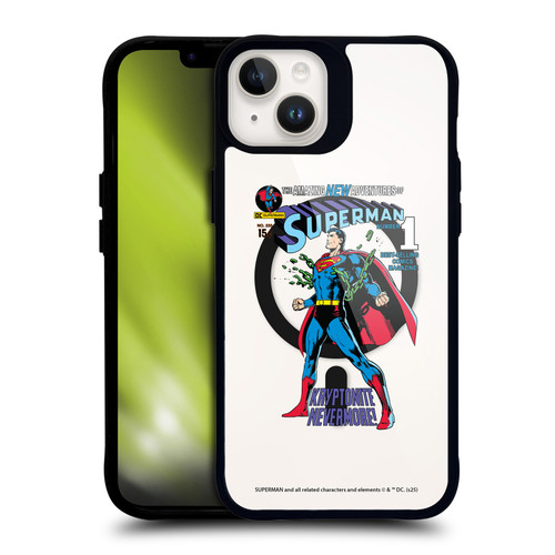 Superman DC Comics Logos and Comics Unchained BLACK SHOCKPROOF BUMPER CASE COMPATIBLE WITH Apple iPhone 14 Plus & MAGSAFE