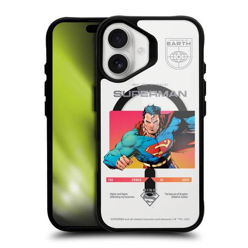 Superman DC Comics Logos and Comics Gradient BLACK SHOCKPROOF BUMPER CASE COMPATIBLE WITH Apple iPhone 16 & MAGSAFE