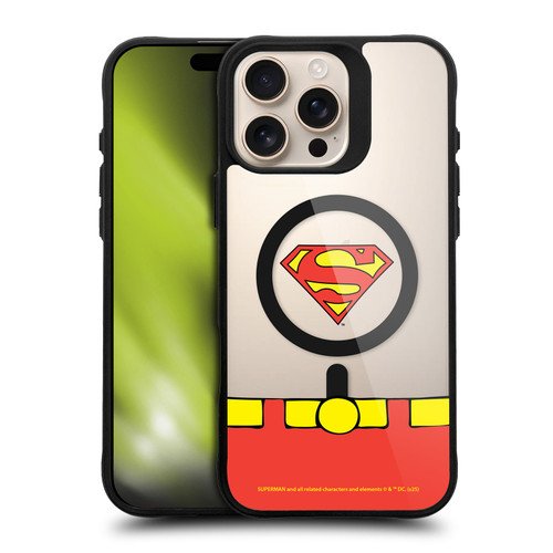 Superman DC Comics Logos and Comics Costume BLACK SHOCKPROOF BUMPER CASE COMPATIBLE WITH Apple iPhone 16 Pro Max & MAGSAFE