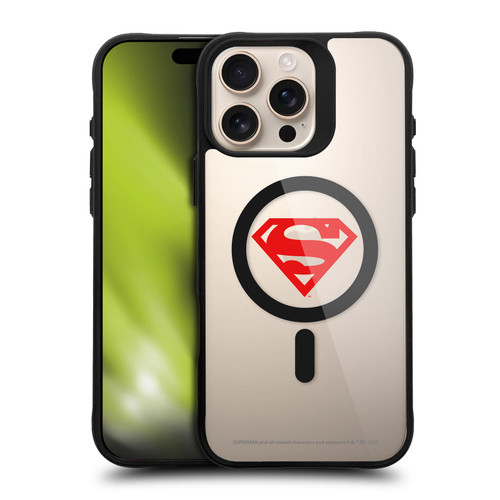 Superman DC Comics Logos and Comics Red Logo BLACK SHOCKPROOF BUMPER CASE COMPATIBLE WITH Apple iPhone 16 Pro Max & MAGSAFE