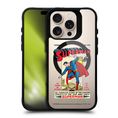 Superman DC Comics Logos and Comics Famous BLACK SHOCKPROOF BUMPER CASE COMPATIBLE WITH Apple iPhone 16 Pro & MAGSAFE