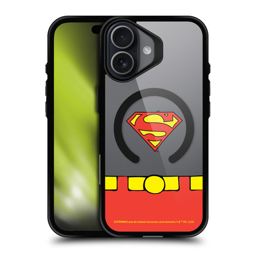 Superman DC Comics Logos and Comics Costume BLACK SHOCKPROOF BUMPER CASE COMPATIBLE WITH Apple iPhone 17 & MAGSAFE