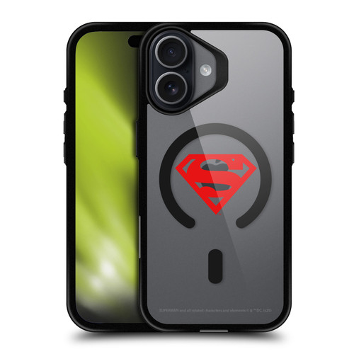Superman DC Comics Logos and Comics Red Logo BLACK SHOCKPROOF BUMPER CASE COMPATIBLE WITH Apple iPhone 17 & MAGSAFE