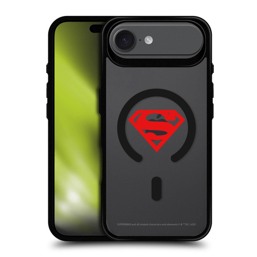 Superman DC Comics Logos and Comics Red Logo BLACK SHOCKPROOF BUMPER CASE COMPATIBLE WITH Apple iPhone 17 Air & MAGSAFE