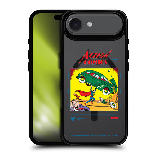 Superman DC Comics Logos and Comics Vintage BLACK SHOCKPROOF BUMPER CASE COMPATIBLE WITH Apple iPhone 17 Air & MAGSAFE