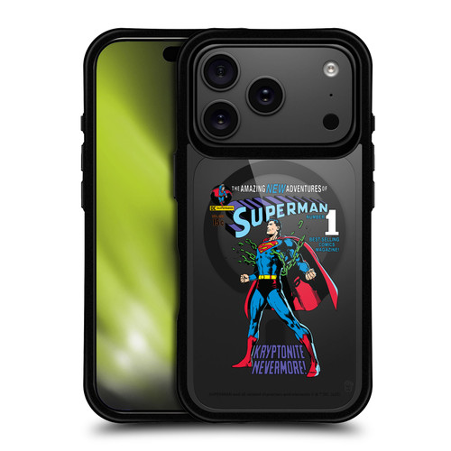 Superman DC Comics Logos and Comics Unchained BLACK SHOCKPROOF BUMPER CASE COMPATIBLE WITH Apple iPhone 17 Pro & MAGSAFE