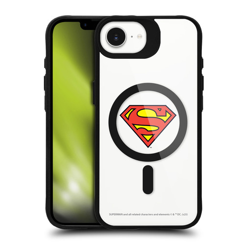 Superman DC Comics Logos and Comics Classic BLACK SHOCKPROOF BUMPER CASE COMPATIBLE WITH Apple iPhone 16e & MAGSAFE