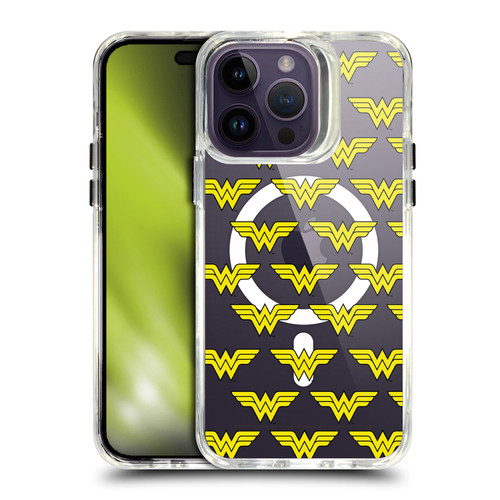 Wonder Woman DC Comics Logos and Comics Logo Pattern SHOCKPROOF BUMPER CASE COMPATIBLE WITH Apple iPhone 14 Pro Max & MAGSAFE