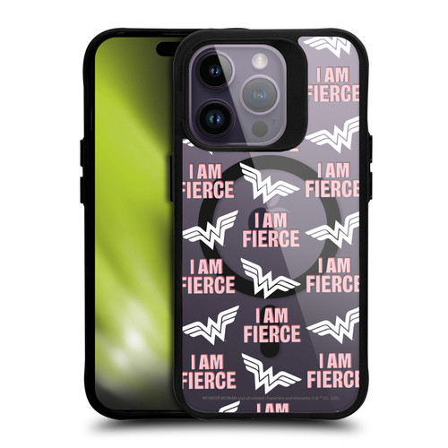 Wonder Woman DC Comics Logos and Comics Fierce BLACK SHOCKPROOF BUMPER CASE COMPATIBLE WITH Apple iPhone 14 Pro & MAGSAFE