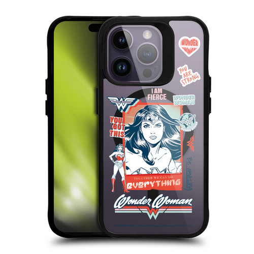 Wonder Woman DC Comics Logos and Comics Poster BLACK SHOCKPROOF BUMPER CASE COMPATIBLE WITH Apple iPhone 14 Pro & MAGSAFE