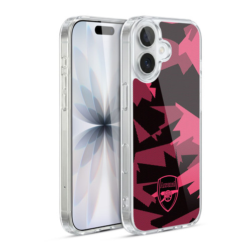 Arsenal FC Crest and Gunners Logo Geometric Pink Soft Gel Case for Apple iPhone 17