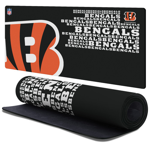 NFL Cincinnati Bengals Logotype Gaming Office Desk PC Keyboard Mouse Mat Pad 37.4 x 15.75 x 0.16 inches (900 x 400 mm) - XL