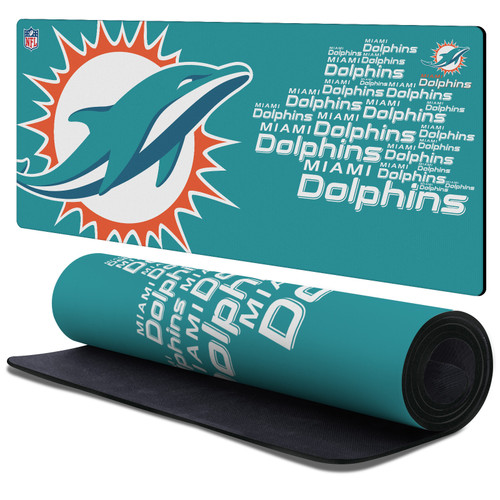 NFL Miami Dolphins Logotype Gaming Office Desk PC Keyboard Mouse Mat Pad 37.4 x 15.75 x 0.16 inches (900 x 400 mm) - XL