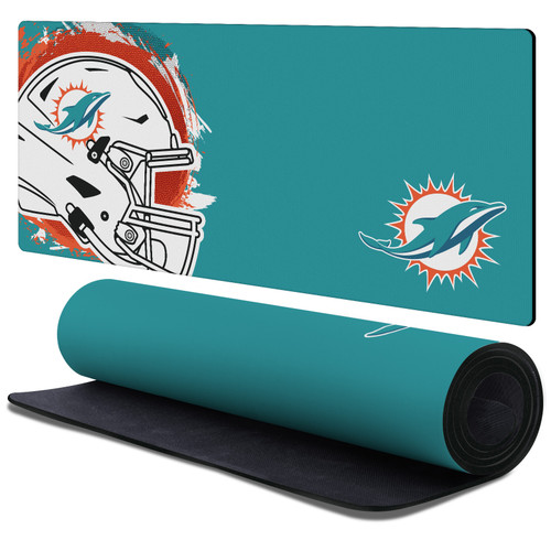NFL Miami Dolphins Splatter Gaming Office Desk PC Keyboard Mouse Mat Pad 37.4 x 15.75 x 0.16 inches (900 x 400 mm) - XL
