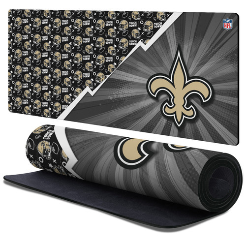 NFL New Orleans Saints Helmet Pattern Gaming Office Desk PC Keyboard Mouse Mat Pad 37.4 x 15.75 x 0.16 inches (900 x 400 mm) - XL