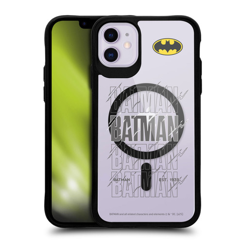 Batman DC Comics Logos and Comics Bold BLACK SHOCKPROOF BUMPER CASE COMPATIBLE WITH Apple iPhone 11 & MAGSAFE