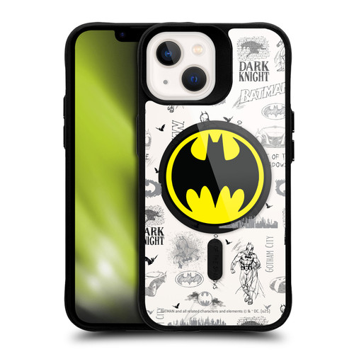 Batman DC Comics Logos and Comics Collage BLACK SHOCKPROOF BUMPER CASE COMPATIBLE WITH Apple iPhone 13 & MAGSAFE