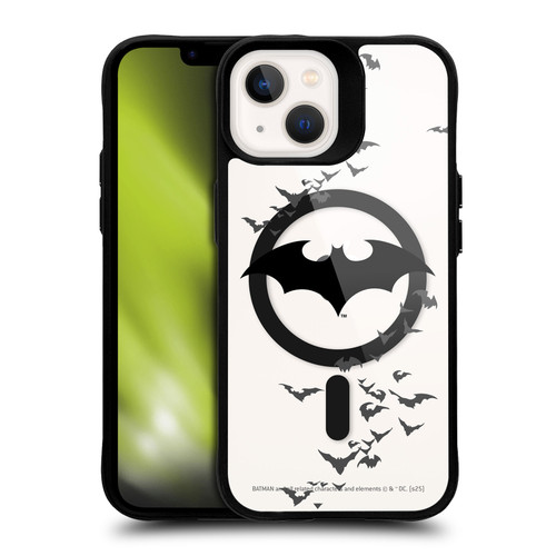 Batman DC Comics Logos and Comics Flying Bats BLACK SHOCKPROOF BUMPER CASE COMPATIBLE WITH Apple iPhone 13 & MAGSAFE