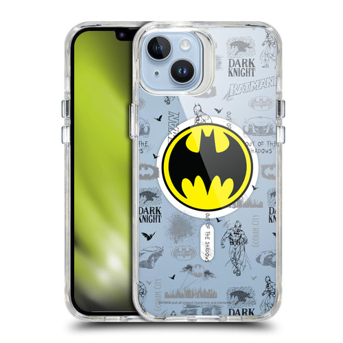 Batman DC Comics Logos and Comics Collage SHOCKPROOF BUMPER CASE COMPATIBLE WITH Apple iPhone 14 Plus & MAGSAFE