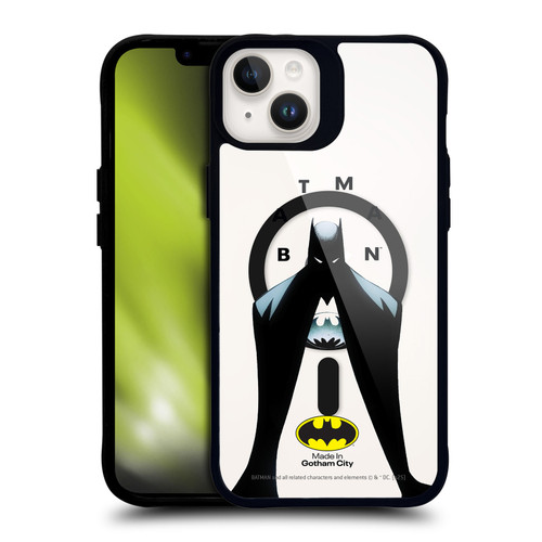 Batman DC Comics Logos and Comics Silhouette BLACK SHOCKPROOF BUMPER CASE COMPATIBLE WITH Apple iPhone 14 Plus & MAGSAFE