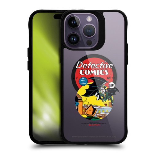 Batman DC Comics Logos and Comics First Appearance 1939 BLACK SHOCKPROOF BUMPER CASE COMPATIBLE WITH Apple iPhone 14 Pro Max & MAGSAFE