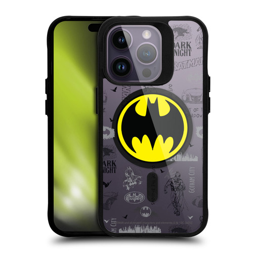 Batman DC Comics Logos and Comics Collage BLACK SHOCKPROOF BUMPER CASE COMPATIBLE WITH Apple iPhone 14 Pro & MAGSAFE
