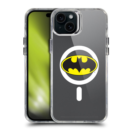 Batman DC Comics Logos and Comics Classic SHOCKPROOF BUMPER CASE COMPATIBLE WITH Apple iPhone 15 Plus & MAGSAFE