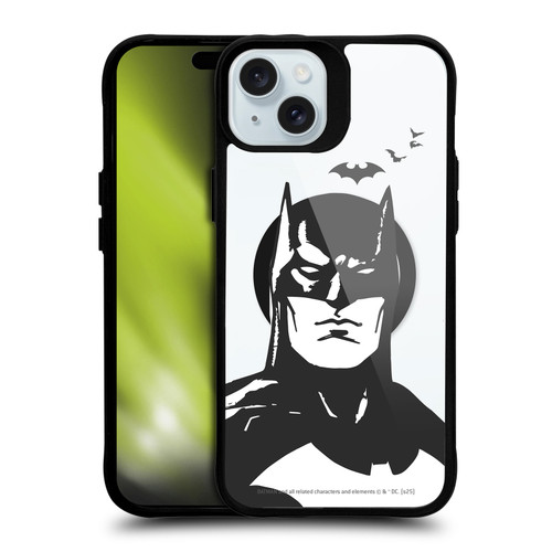 Batman DC Comics Logos and Comics Character Art BLACK SHOCKPROOF BUMPER CASE COMPATIBLE WITH Apple iPhone 15 Plus & MAGSAFE