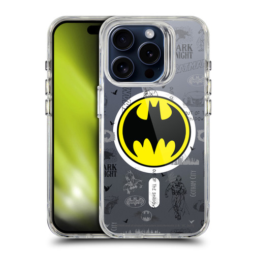 Batman DC Comics Logos and Comics Collage SHOCKPROOF BUMPER CASE COMPATIBLE WITH Apple iPhone 15 Pro & MAGSAFE