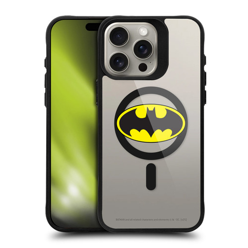Batman DC Comics Logos and Comics Classic BLACK SHOCKPROOF BUMPER CASE COMPATIBLE WITH Apple iPhone 15 Pro Max & MAGSAFE
