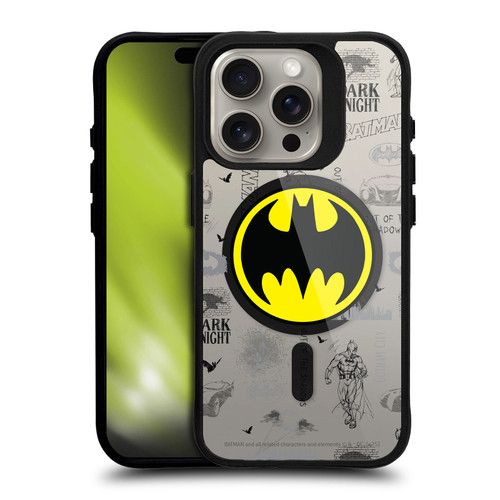 Batman DC Comics Logos and Comics Collage BLACK SHOCKPROOF BUMPER CASE COMPATIBLE WITH Apple iPhone 15 Pro & MAGSAFE