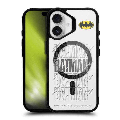 Batman DC Comics Logos and Comics Bold BLACK SHOCKPROOF BUMPER CASE COMPATIBLE WITH Apple iPhone 16 & MAGSAFE