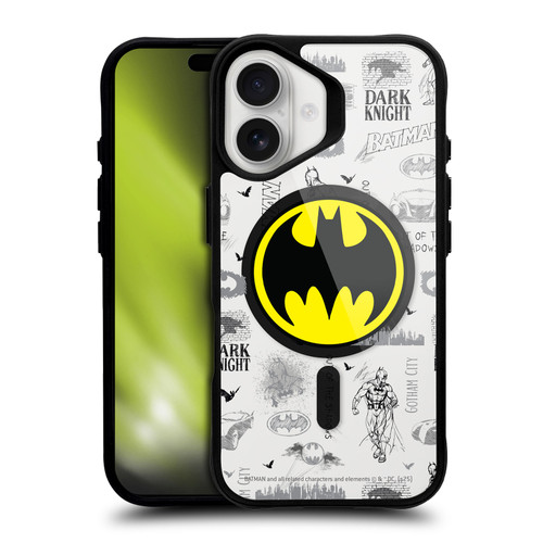 Batman DC Comics Logos and Comics Collage BLACK SHOCKPROOF BUMPER CASE COMPATIBLE WITH Apple iPhone 16 & MAGSAFE