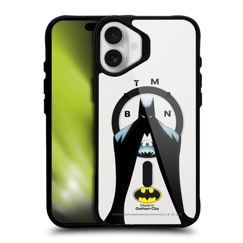 Batman DC Comics Logos and Comics Silhouette BLACK SHOCKPROOF BUMPER CASE COMPATIBLE WITH Apple iPhone 16 Plus & MAGSAFE